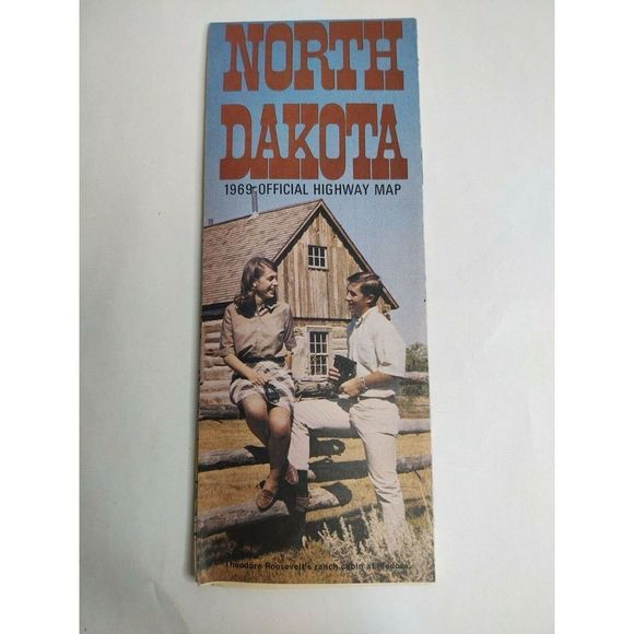 Vintage 1969 North Dakota Highway Road Travel Map John Deere Greyhound Ad - Picture 8 of 8